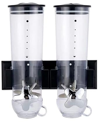 MccoMMon 3 Liter Müslispender zur Wandmontage, doppelwandiger Müslispender, Cornflakesspender (Schwarz)
