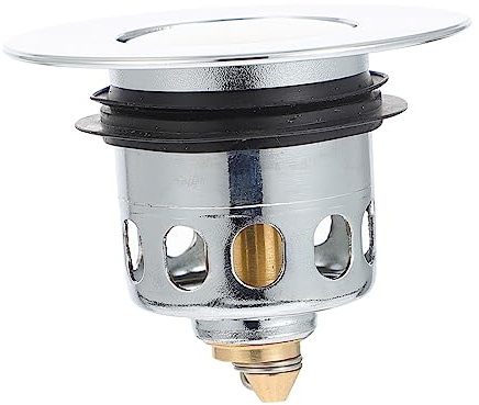 FIXOSHEE Copper Push Type Drain Plug with Bounce Core Resistant Kitchen Sink Strainer Filter for Hair and Debris Easy Installation for Bathroom and Washbasin Drainage