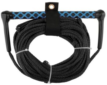 Pegciuho Wasserskiseil, Wasserskiseil mit Griff, Leichtes, Multifunktionales Wakeboardseil, 23 Meter (75 Fuß) für Ski Und Surfzubehör, Schwarzes Seil