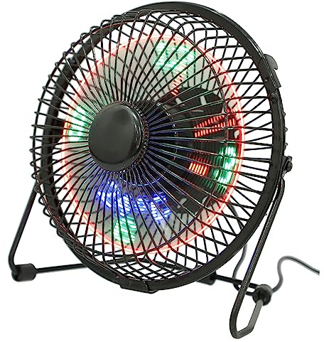 MUELODSIC Ventilador USB Mini de Escritorio con Pantalla de Temperatura Metal Duradero Silencioso y Portátil Rotación para Oficina Hogar y