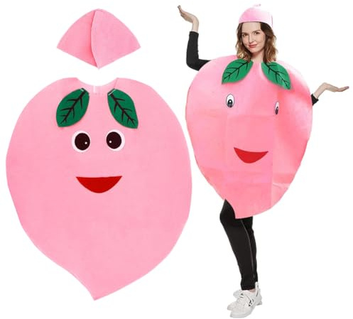 SYTTNUM Divertido Traje De Cosplay, Conjunto de Disfraz de Melocotón de miel para Adultos, Disfraz de Fruta Divertida de Carnaval para Halloween, fiestas temáticas, juegos de rol