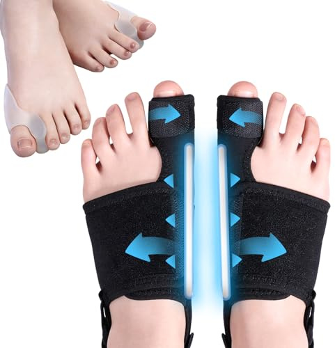 Tpubmity 4 pièce Correcteur Hallux Valgus Set,Ecarteur d'orteil Oignon Correcteur Silicone,pour Soulager l'Hallux Valgus Correcteur de Oignon pour Femmes et Hommes,Ferreux