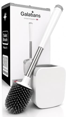 Toilet Brush and Holder Set, Wall Mounted Loo Brush with Hidden Tweezers | Durable & Hygienic Toilet Cleaning Accessory