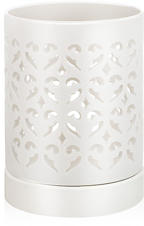 DEARMAMY Pot à Orchidées en Céramique Creux Petit avec Trous de Drainage pour Intérieur et Balcon, Jardinière Cylindrique Blanche Perforée, Pot de Fleurs Respirant pour Plantes D’intérieur