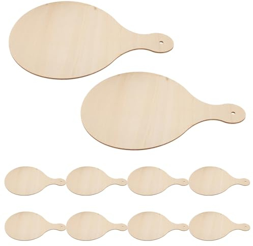 VICASKY Lot de 10 Planches à Découper Rondes en Bois Massif Poignée, Dimensions 23X16 CM, pour Découpe de Charcuterie et Utilisation Cuisine Maison