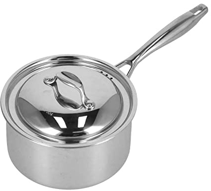 TIKATARER Pentola per in Acciaio Inossidabile 304, Pentola con Fondo Multistrato da 2,4 Litri, per Zuppa Antiaderente con Manico Singolo Rivettato e Coperchio, Ideale per Fornelli a Induzione