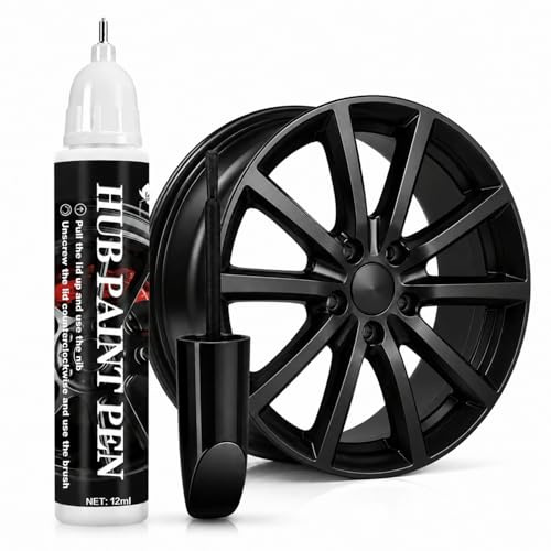 LEMONSTONE Lackstift Schwarz Glänzend Auto, 2-in-1 Felgen Reparatur Set