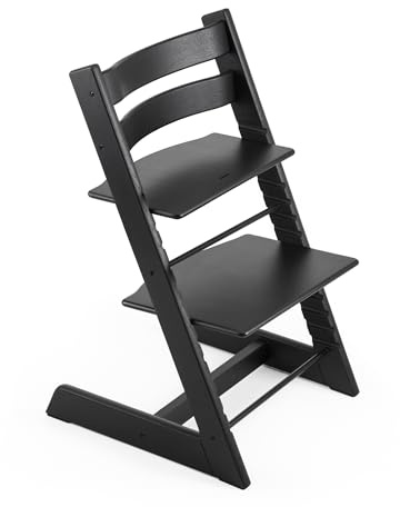 Tripp Trapp Stuhl von Stokke, Oak Black – Verstellbarer, anpassbarer Stuhl für Kleinkinder, Kinder & Erwachsene – Praktisch & ergonomisch – Gefertigt aus Eichenholz