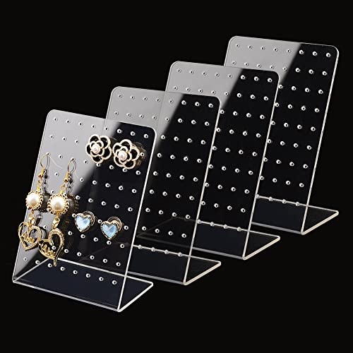 PandaHall 4 Pack Ohrringe Schmuck Display-ständer 72 Löcher Acryl Ohrring Halter Organizer Ohrringe Haken Kleiderbügel Halter Veranstalter Storage Display Board Schaufenster Stehen