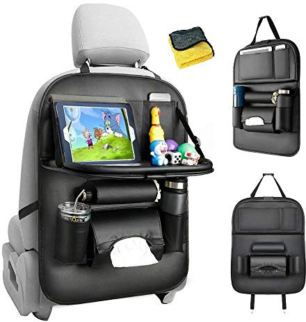 Heyham Organisateur de Voiture Kick Mats, HE-TOP 1Pc Organiseur de siège arrière avec Table et Protection de Dossier pour siège de Voiture pour Enfant avec Compartiment pour iPad/Tablette 1pack C