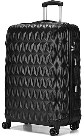 CMY Suitcase Medium Size Lightweight Hardshell Luggage 4 Dual Spinner Wheels Trolley Suitcase 24 Hold Check in Luggage 3 Digit Combination Lock Business Trip (Black, 24 inches)