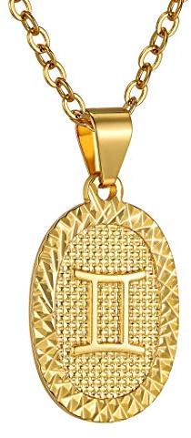 Zodiac Charm Necklaces for Women, Gold Horoscope Astrology Gemini Necklace with Gift Box