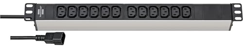 Brennenstuhl 1390007112, 2 M, Interno, Accoppiatore C13, Ip20, Nero, Argento, 12 Uscite ac