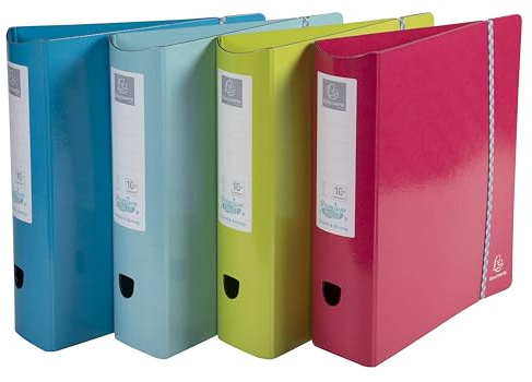 Exacompta 53720E Premium Kunststoff-Ordner Prem´Touch 1928. 8 cm breit DIN A4 Ringordner Aktenordner Briefordner Büroordner Plastikordner Schlitzordner Exafile2.0 1 Stück Zufallsfarbe