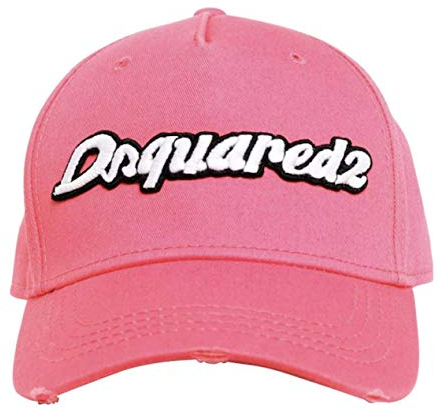 DSQUARED2 Logo Patch Baseballcap Cap Kappe Basebalkappe Rosa White Hat Hut New