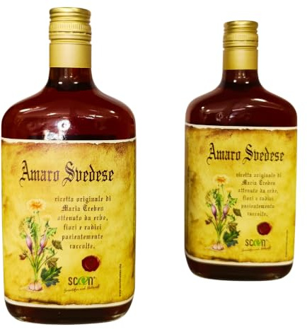 SCEN Amaro Svedese, Ricetta Originale di Maria Treben, 2 x 700 ml | Formato Extra da 700 ml per bottiglia. Prodotto in Italia, 35% vol., con estratti idroalcolici di erbe selezionate.