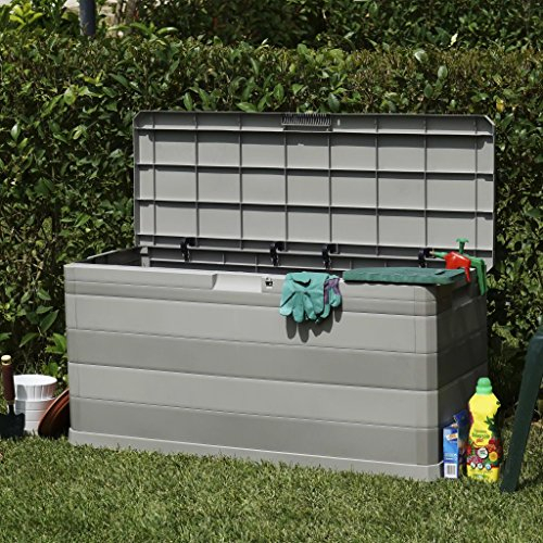Ksodgun Gartenbox Gartenmöbel Balkon Garten Kissenbox Gartentruhe zum Organisieren und Aufbewahren Grau 117×45×56 cm