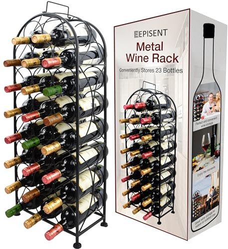 EPISENT 23 Bottle Wine Rack Freestanding Metal Wine Storage Stand Holder
