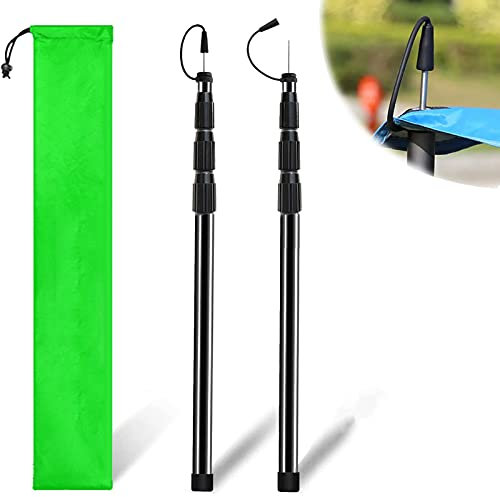YHMT Tarp Poles, Fiberglass Tent Pole, 4-stage Adjustable Total Length 2.5 Meters, 1 Set of 2 With Storage Bags, Suitable for Camping Poles, Sun Shade Sail Poles, RV Masts and Tarp Poles