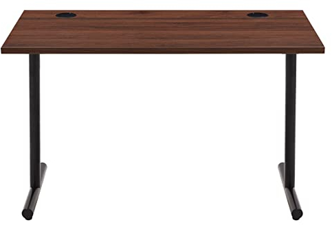 Amazon Basics Home-Office-Schreibtisch,Platzsparender Schreibtisch, Computertisch Mit Kabelsteuerung,25mm Starke Tischplatte, Modern, Einfache Montage, Schwarzer Rahmen, Walnuss,120cm x 60cm x 73,6cm