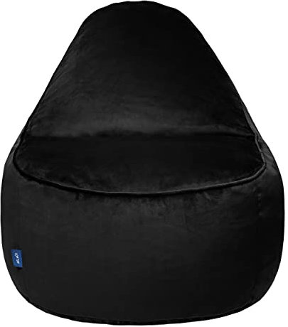 Loft 25 Gaming Sitzsack XXL für Erwachsene – Ergonomischer Indoor Sitzsessel mit Füllung – Weicher Samt, Langlebig & Bequem Bean Bag Sessel Wohnzimmer Hergestellt in der EU (Samt, Schwarz)