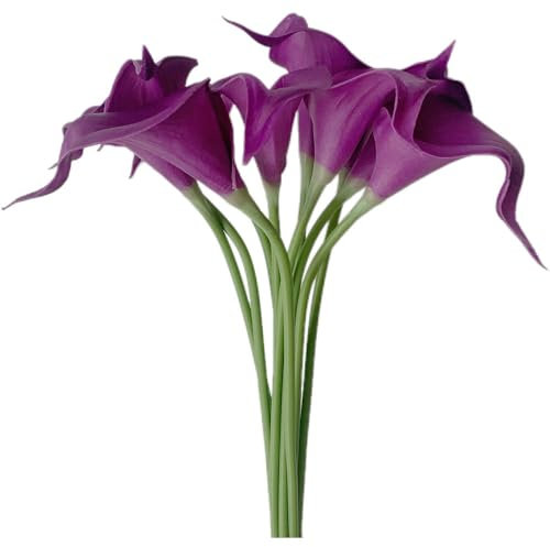 SHUYUNGE Calla Lily Lataex, bouquet da sposa con fiori veri al tatto, per matrimoni, giardini, tavoli da pranzo, casa, feste, decorazioni fotografiche, colore: viola