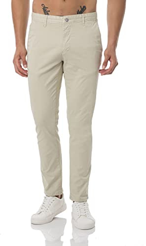 Redbridge Pantaloni da uomo, pantaloni chino, per il tempo libero, casual, business, stretch, beige chiaro, 33W x 30L
