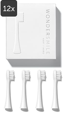 Wondersmile Ersatzbürsten Schallzahnbürste (Hard, All White, 12er Pack) - Bürstenköpfe für Wondersmile Schallzahnbürste