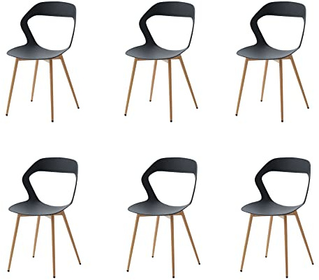 GrandCA HOME Set di 6 Sedie da Pranzo o Sedia da Ufficio con Gambe in Metallo, Sedie da Cucina per Soggiorno, Sala da Pranzo, Sala Riunioni,Nero