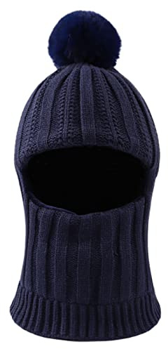XIAOHAWANG Baby Wintermütze Jungen kindermützen Winter Polarfleece Winddicht Kälteschutz Strickmütze Jungen Warm Beanie Mit Bommel für Kinder Baby
