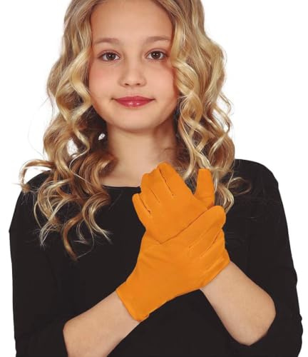 FIESTAS GUIRCA Orangefarbene Kinderhandschuhe (Einheitsgröße), Kostümzubehör für Jungen und Mädchen, ideal für Halloween, Karneval, Mottopartys und Feiern, Weiß, bunt, Regular