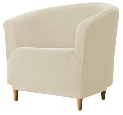 GYHH Samt Tub Stuhlhussen,Club Chair Schonbezug Elastisch Stretch Sofahusse Husse Wanne Stuhlhussen Für Clubsessel Loungesessel Cocktailsessel Schonbezüge (2# Beige,1-STÜCK)