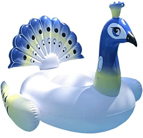 Peacock Shape Swimming Ring, Thickened Inflatable Mattress for Swimming Pool/Beach, Inflatable Pool Float with Hand Pump