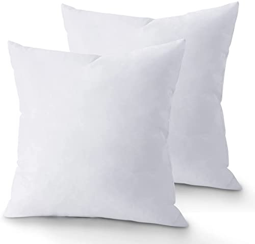 QUBA LINEN 18 x 18 Throw Pillow Insert - Pack of 2 White, Down Alternative Pillow Inserts for Decorative Pillow Covers, Throw Pillows for Bed, Couch Pillows for Living Room (Pack of 2)