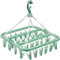 alladaga Clothes Drying Hanger with 32 Clips and Drip Foldable Hanging Rack (Light Green)