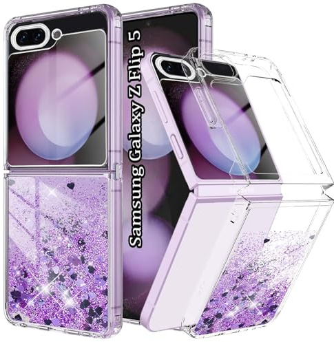 Yutwo Funda Compatible con Samsung Galaxy Z Flip 5 5G, Glitter Liquida Transparente Case Silicona TPU Antichoque Niñas Mujeres Brillante Arena Movediza Carcasa Samsung Z Flip 5 5G.