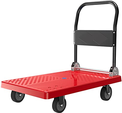 Push Cart, Faltbarer Trolley, mehrere Größen, Harz-Plattformwagen, Flachbett mit 4 Rädern, Gepäckpaket, mobiler Transport, Plattformwagen (Größe: Small-n) (einfarbig, groß)