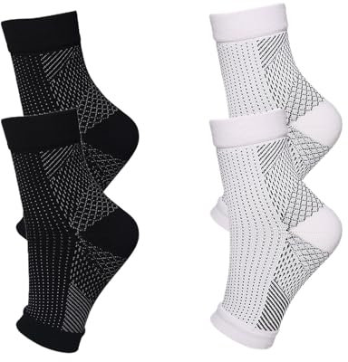 Zureto 2/4 Paare Socken Kompressionsstrümpfe Für Herren Und Damen (DE/NL/SE/PL, Numerisch, 46, 49, Regular, Regular, Black+White)