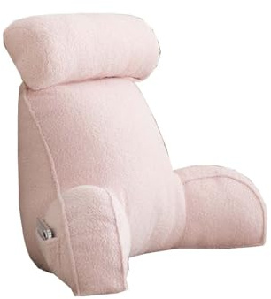 Teddy Flauschige Warme Upgrade Leserücklehne mit Nackenkissen zum Lesen | Fernsehen, weiche Arme, Lendenwirbelstützkissen, Bettauflage, abnehmbarer, waschbarer Bezug