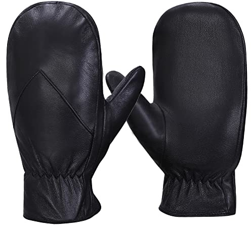 MGGMOKAY Damen Winterhandschuhe Lammfell Fäustlinge Mit Fleece gefüttert