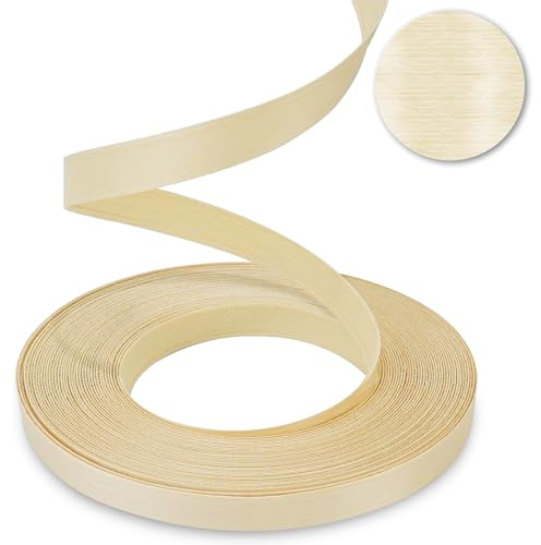 JSIWOTH Kantenband aus Birkenholz, vorgeklebt, flexibel, zum Aufbügeln mit Schmelzkleber, Holzband, einfache Anwendung für Schrankreparatur, Möbelrestaurierung (1,9 cm x 7,6 m Rolle)