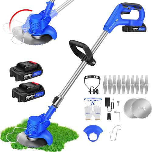 ZanGe Tagliabordi/Tagliabordi a Batteria 21V, 2 batterie ricaricabili e Caricabatterie Inclusi, Tagliaerba Elettrico Mangia Erbacce, Utensile da Prato per Tagliabordi con Albero Telescopico