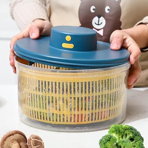 Elektrischer Salatspinner, Dörrgerät für Salate, und, effiziente Salatschleuder mit Fassungsvermögen von 3 l, kompaktes und sauberes Design, einfacher Mixer