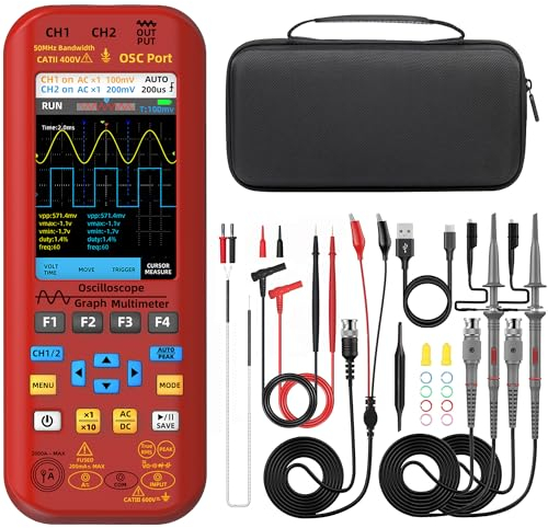 BSIDE O9 Handheld Automotive Oscilloscope 2 Channel 50MHz 250MSa/s 5000mAh Multimeter TRMS 20000 Counts 3.98 Full View Display 7 Waveform Signal Generator Support Rogowski Coil AC Current 2000A