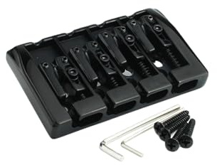 Guyker Bassgitarren-Steg, 4 Saiten, feste Brücken, Saitenraum, 19 mm, Ersatz für Jazz-Bass oder Präzisionsinstrumente (GB404, Schwarz)