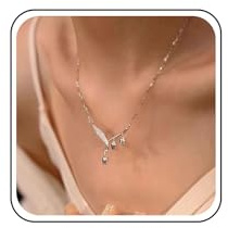 Xduargs Boho Flower Necklace Choker Lily of the Valley Necklace Chain Crystal Leaf Flower Chain Necklace Silver Lily Flower Pendant Necklace for Women