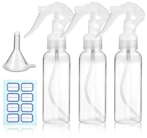 YUXIANLB 3 Stück Kleine Sprühflaschen Plastiksprühflaschen Leere Sprühflasche 100 Ml Transparente Plastiksprühflasche Für Reinigungslösungen Pflanzen Haustiere Ätherische Öle Haare Kochen