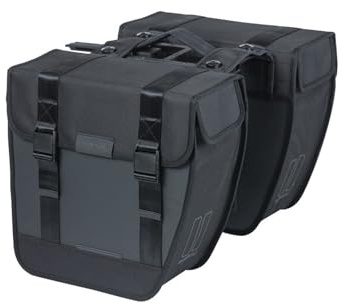 Basil Tour Waterproof dubbelväska MIK – 28 L, svart, vattentät, inkl. låsbart MIK-system, perfekt för shopping och turer