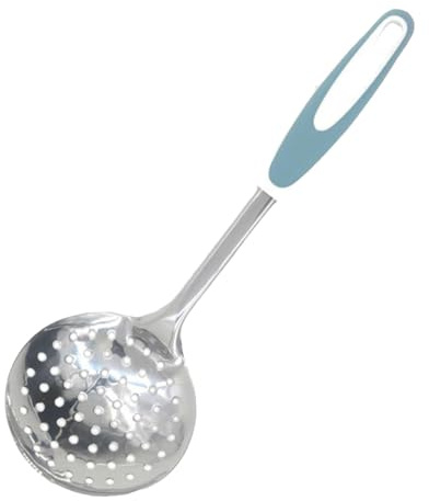 Cuchara ranurada para espumadera – Colador de acero inoxidable, herramienta de cocina de gran capacidad para patatas fritas, wonton, fideos, albóndigas, olla caliente