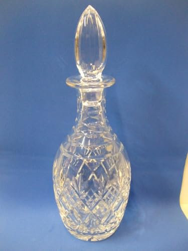 Royal Doulton Elegance Pattern Cut Tall Round Wine Decanter Crystal Glass Height 31.5 cm Made in England